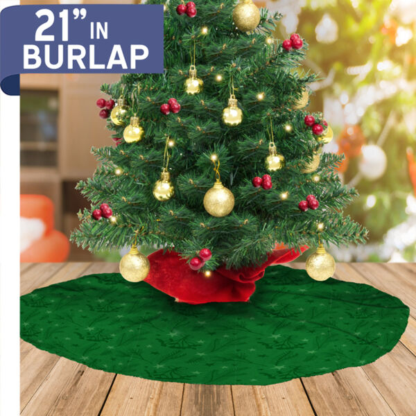 Christmas Tree Skirt - Burlap - 21" Thumbnail